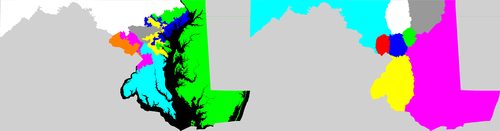 Maryland congressional district map, current and my way