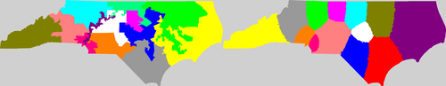 North Carolina current and proposed districting