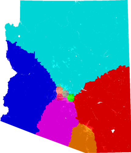 Arizona Congress congressional district map, current
