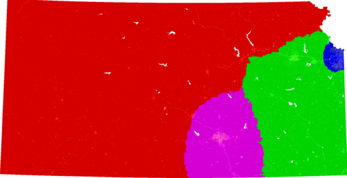 Kansas Congress congressional district map, current