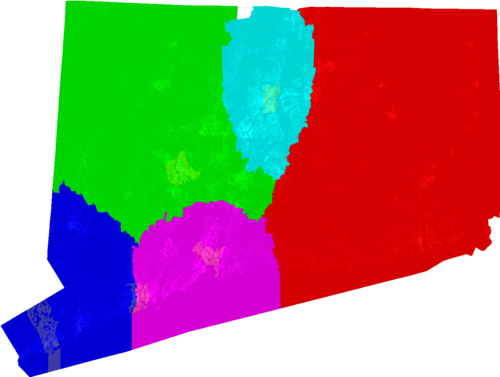 Connecticut Congress congressional district map, current